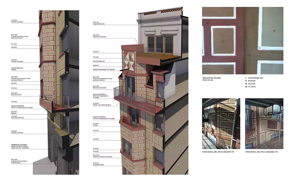 Rehabilitación de la casa Marià Pidelaserra, Calle Balmes 178-180