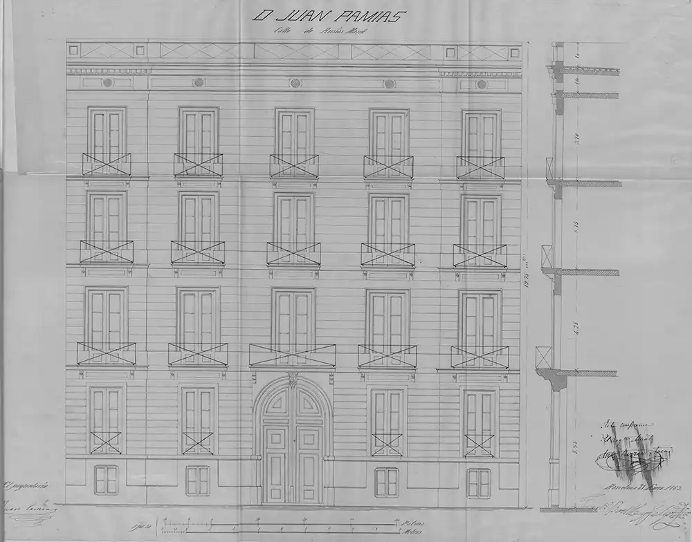 Restauración de fachada del Hotel H10 Urquinaona - Plano original